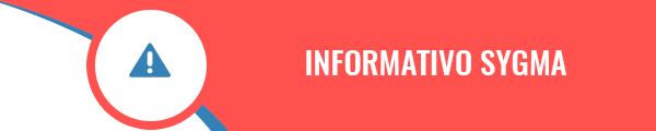 Ilustração com fundo vermelho, escrito Informativo Sygma
