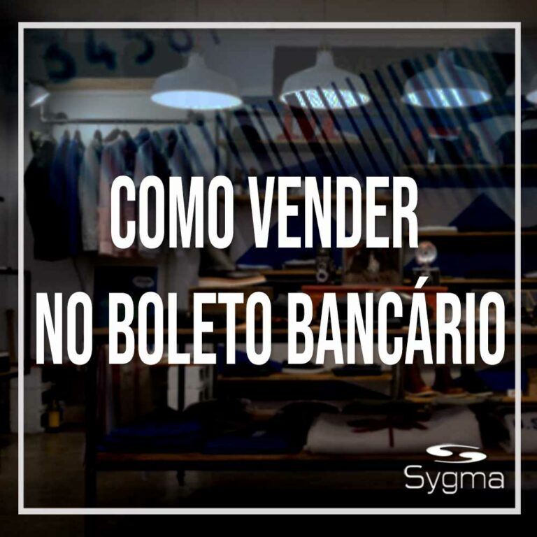 Frase "como vender no boleto bancario" com imagem de loja de roupa ao fundo