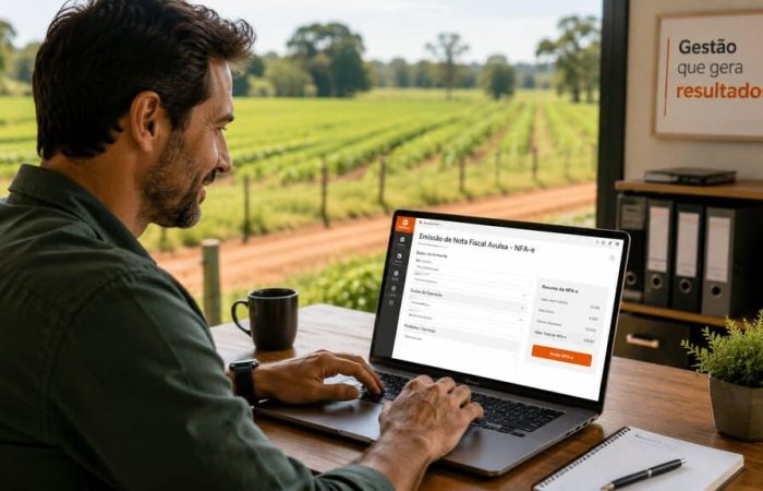 Nota fiscal avulsa emitida por produtor rural em sistema digital.